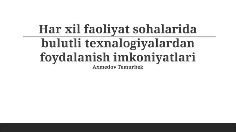 Bulutli texnologiyalar 1