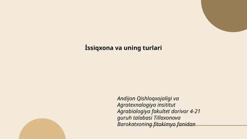 İssiqxona va uning turlari 1