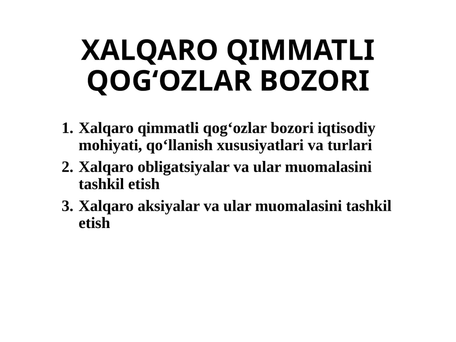 XALQARO QIMMATLIQOGʻOZLARBOZORI 1