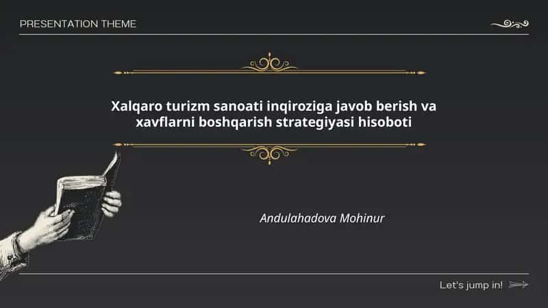 Xalqaro turizm sanoati inqiroziga javob berish va xavflarni boshqarish strategiyasi hisoboti 1