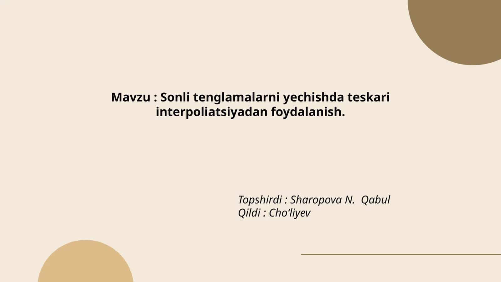 Teskari interpoliatsiya 1