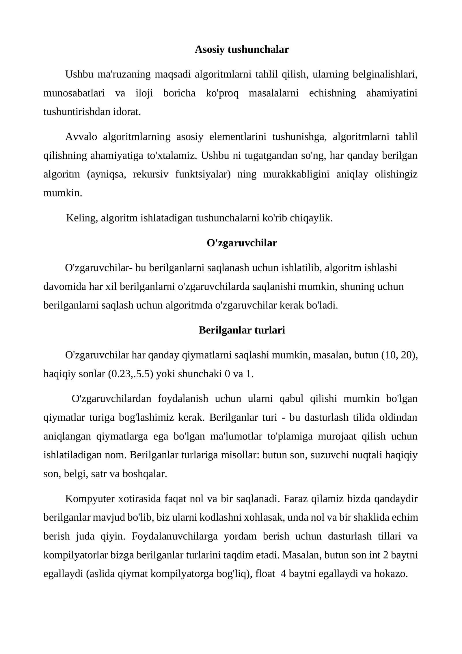 Asosiy tushunchalar 1