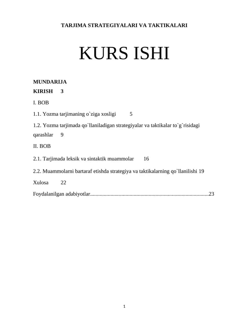TARJIMA STRATEGIYALARI VA TAKTIKALARI 1