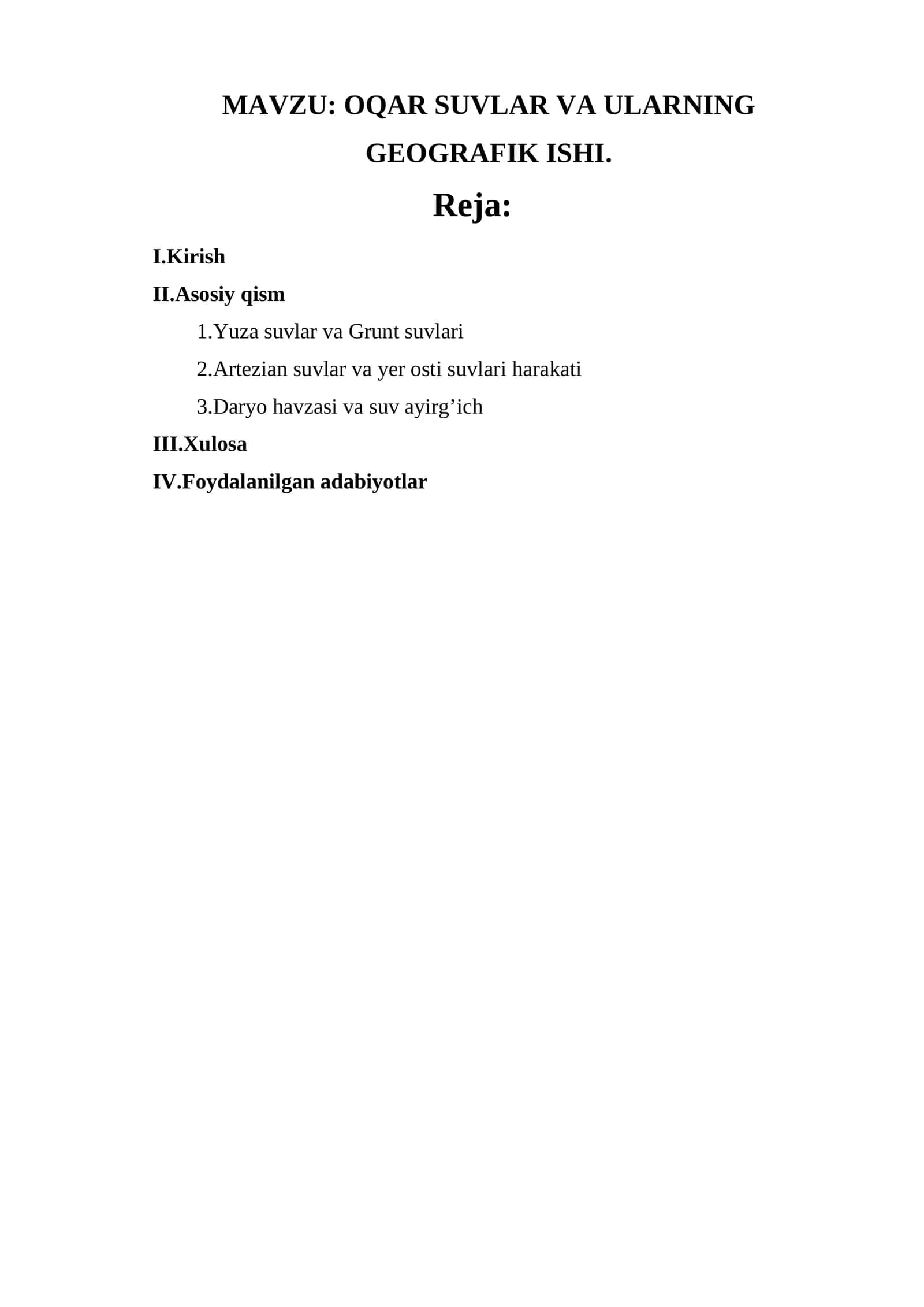 OQAR SUVLAR VA ULARNING GEOGRAFIK ISHI 1