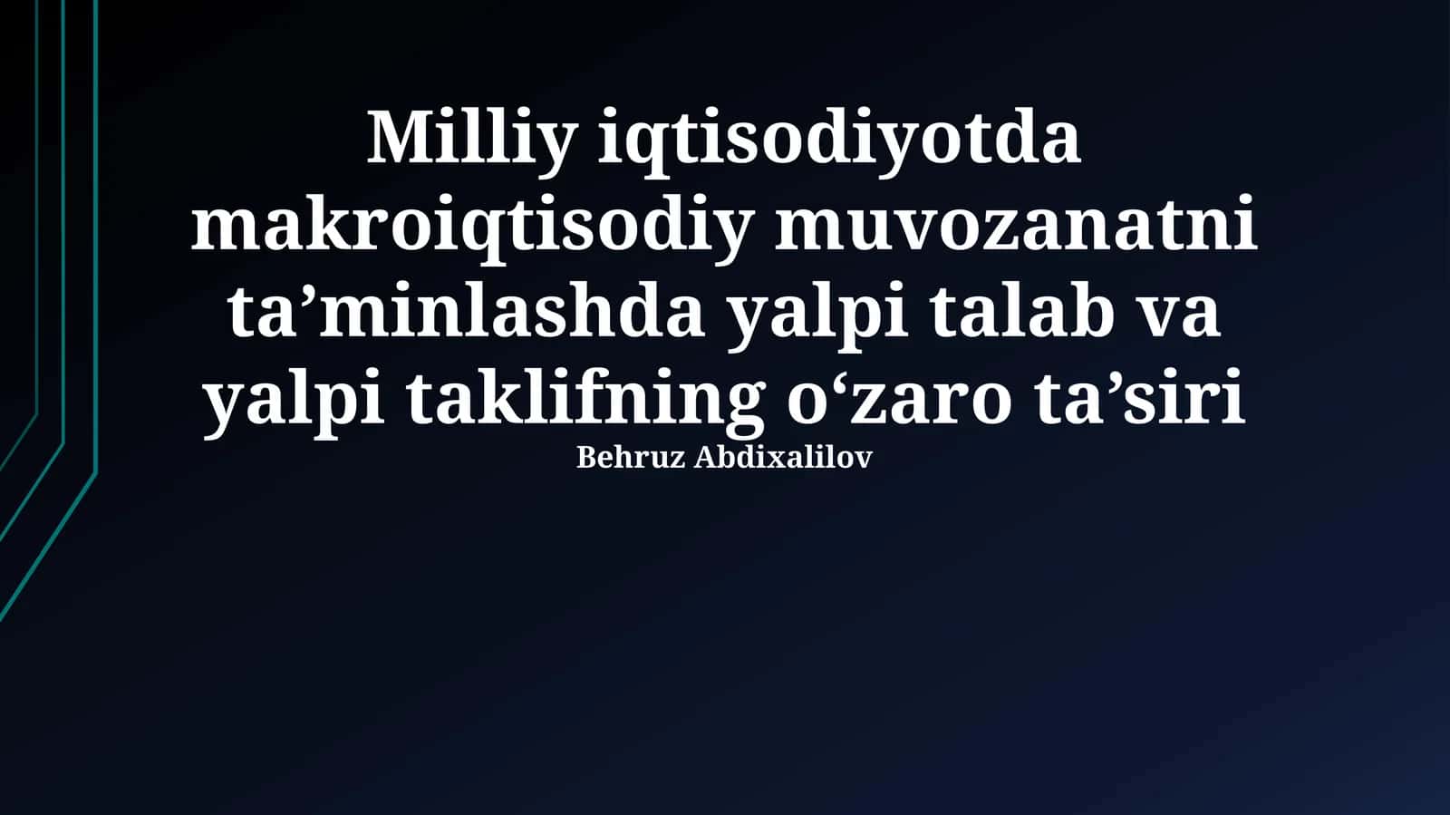 Makroiqtisodiy muvozanat 1