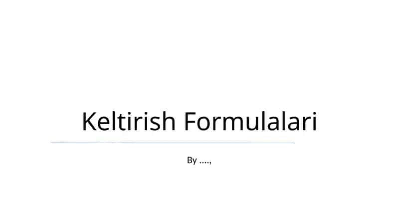 Keltirish Formulalari 1