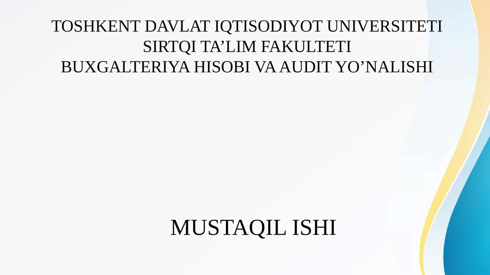 Tovarlarni Joriy Hisob va Balansda Baholanishini Tekshirish 1