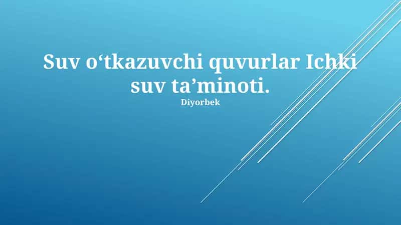 Suv o'tkazuvchi quvurlar 1