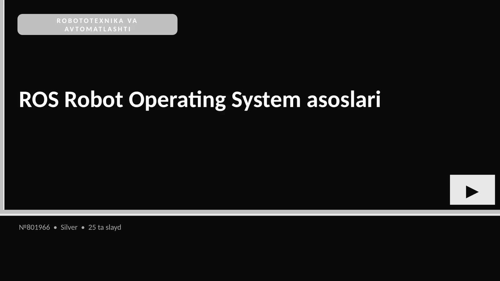 ROS Robot Operating System asoslari 1