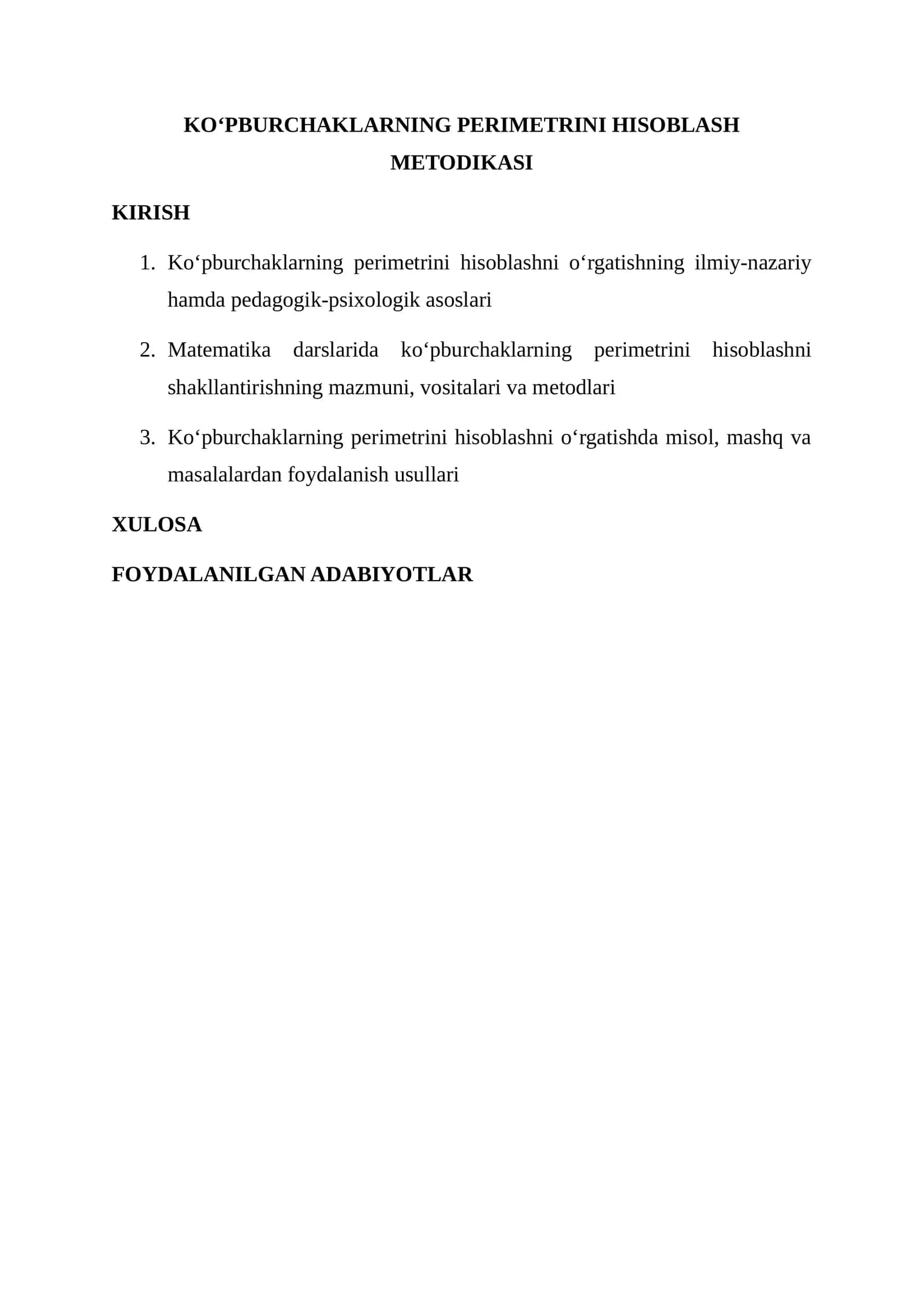 Ko‘pburchaklarning perimetrini hisoblash metodikasi 1