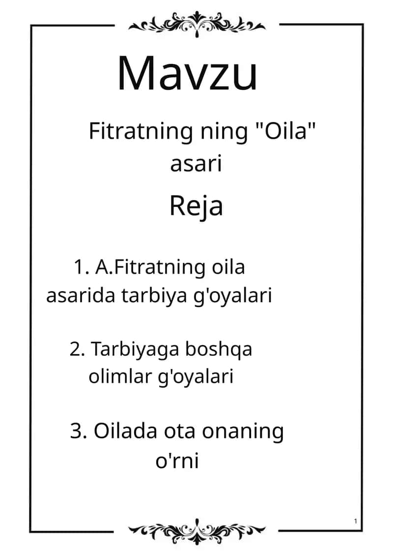 Fitratning Oila asari 1