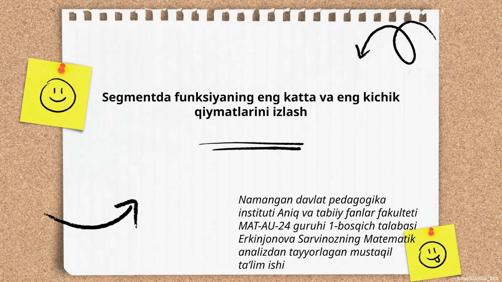 Matematik analizdan tayyorlagan mustaqil taʼlim ishi 1