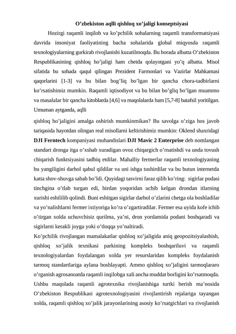 O’zbekiston aqlli qishloq xo’jaligi konseptsiyasi 1
