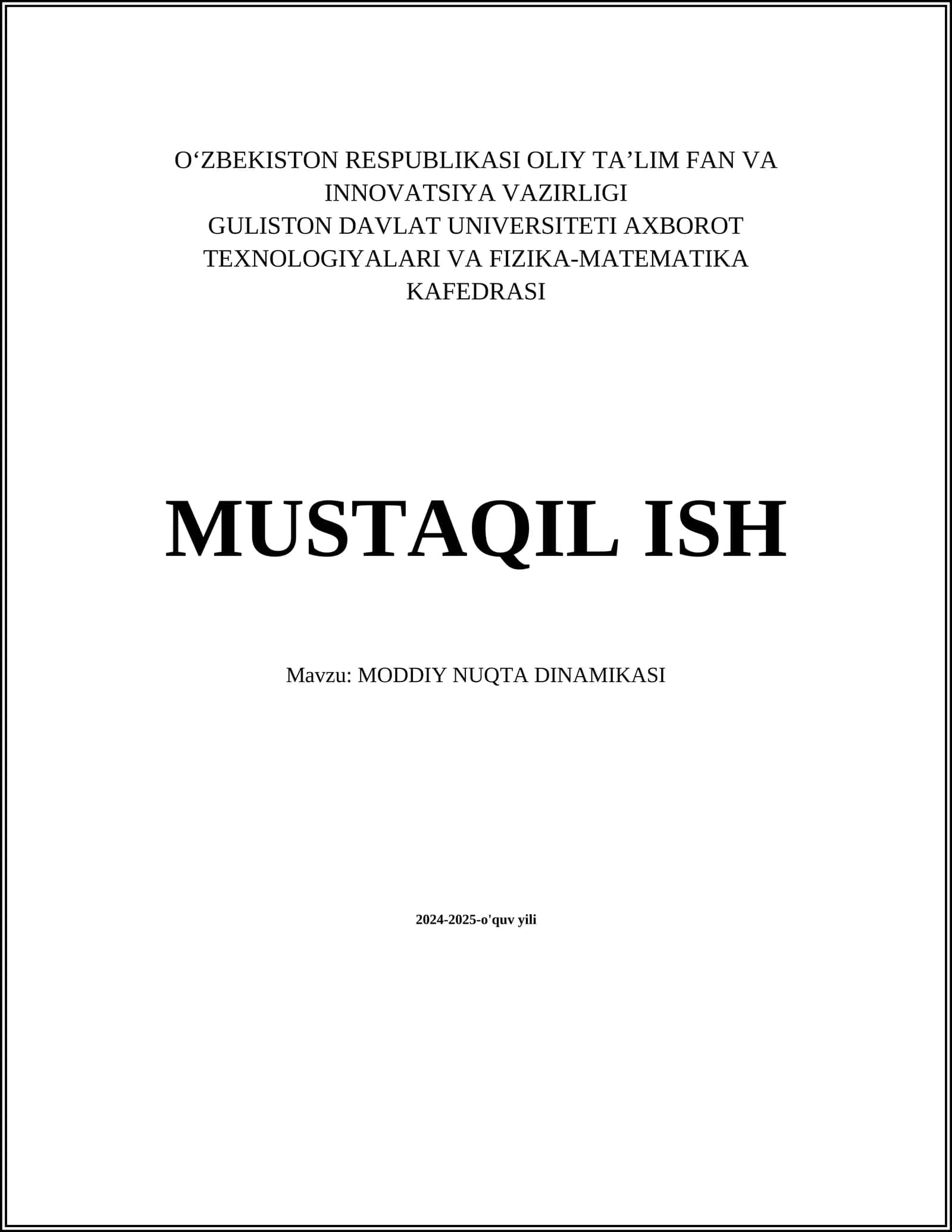MODDIY NUQTA DINAMIKASI 1