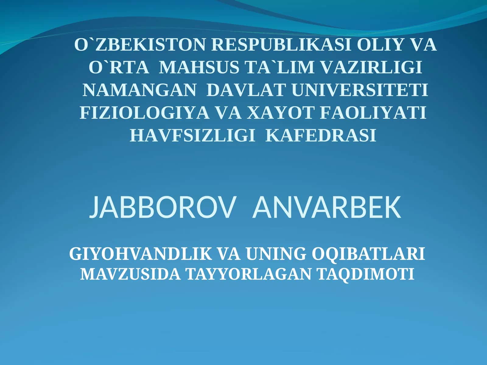GIYOHVANDLIK VA UNING OQIBATLARI 1
