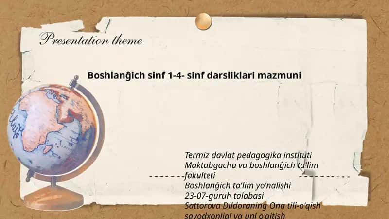 Boshlanĝich sinf 1-4- sinf darsliklari mazmuni 1