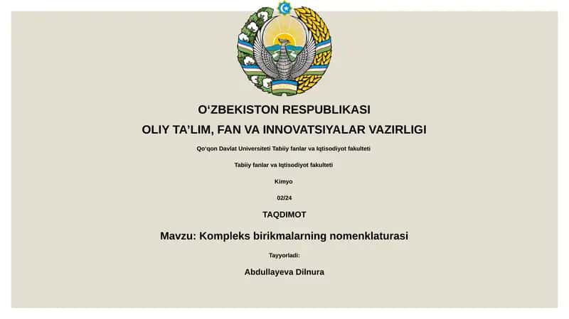 Kompleks birikmalarning nomenklaturasi 1