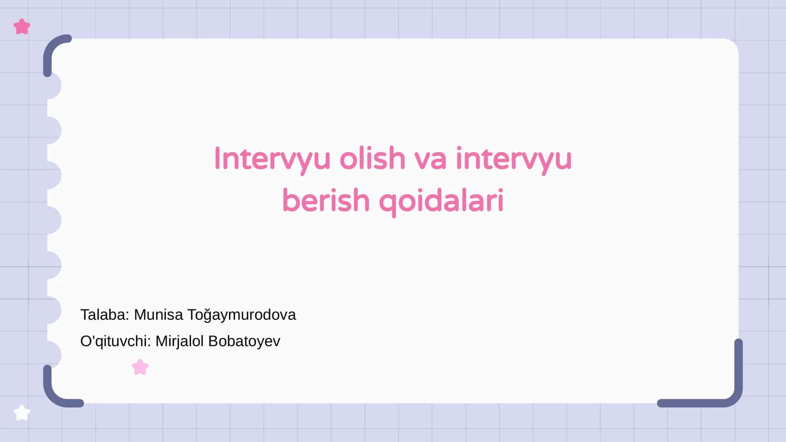 Intervyu olish va intervyu berish qoidalari 1