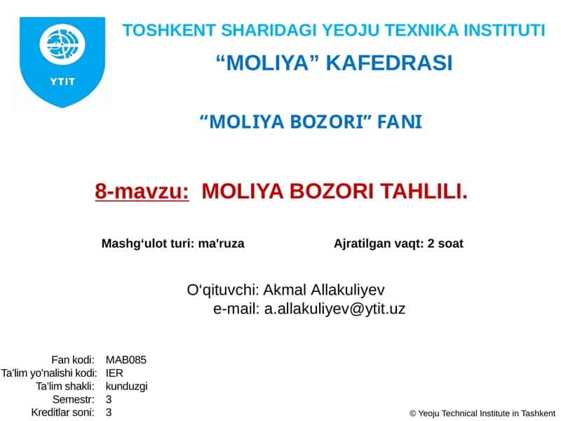 MOLIYA BOZORI TAHLILI 1