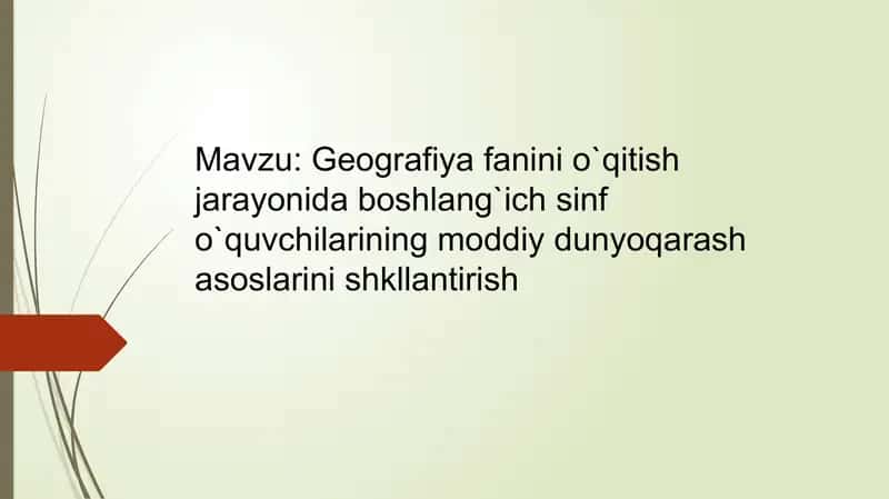 Geografiya o'qitish metodikasi 1