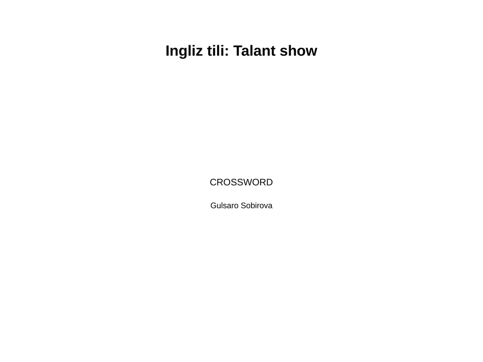 Ingliz tili: Talant show 1