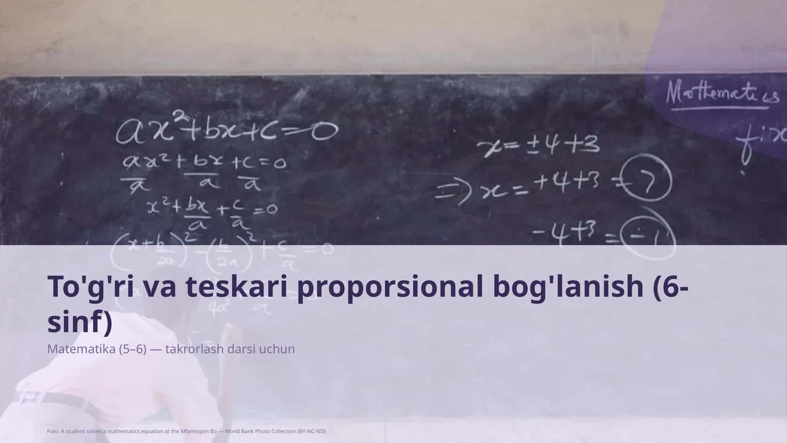 To'g'ri va teskari proporsional bog'lanish (6-sinf) 1
