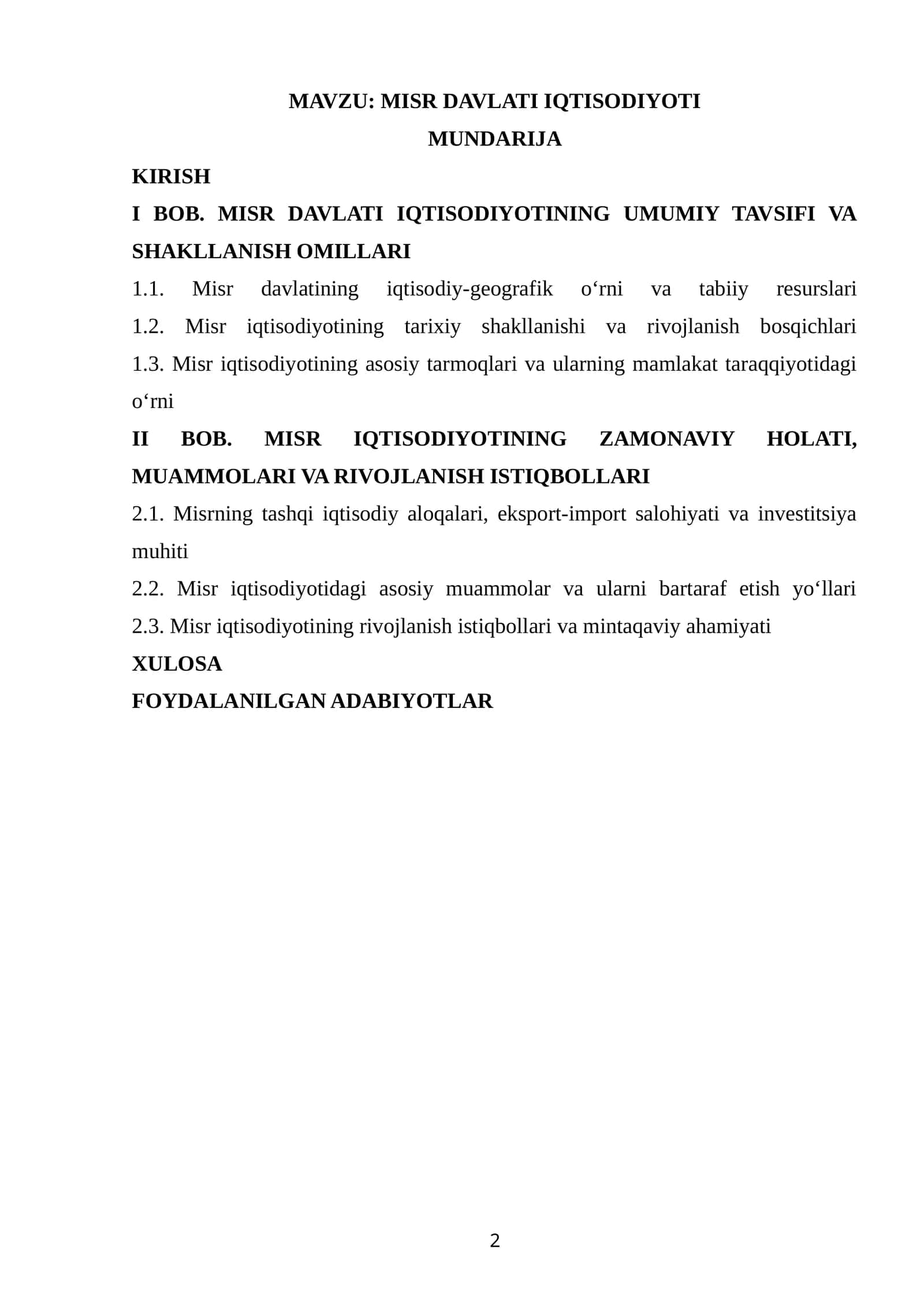 MISR DAVLATI IQTISODIYOTI 1