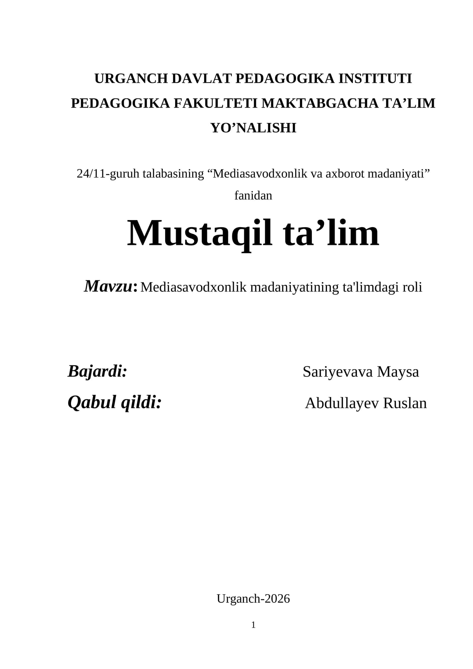 Mediasavodxonlik madaniyatining ta'limdagi roli 1