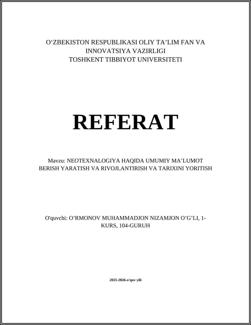 NEOTEXNALOGIYA TA’RIFI VA UNING MOHIYATI 1