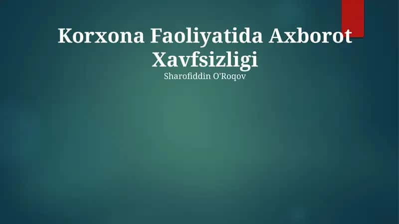 Axborot Xavfsizligi haqida qo'llanma 1