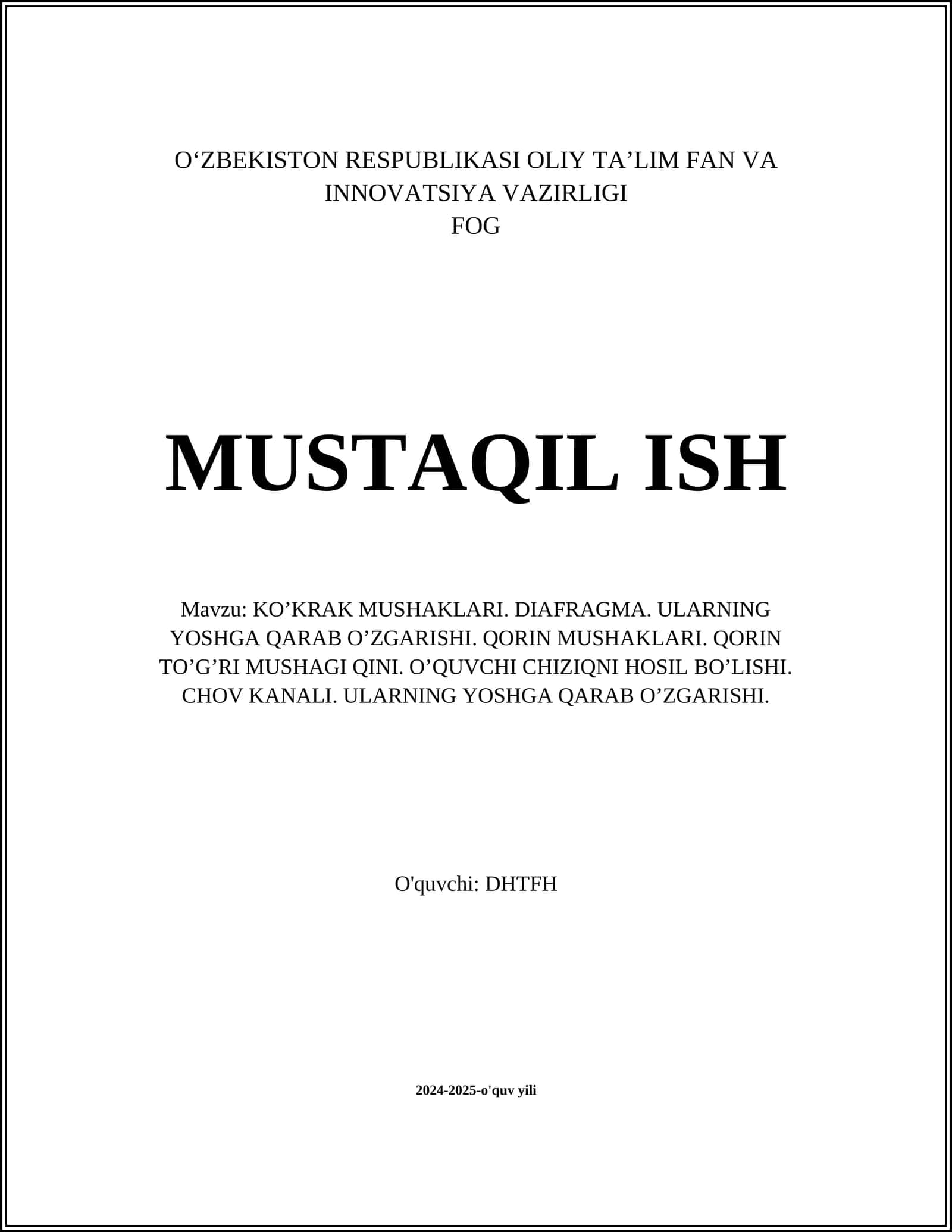 KO’KRAK MUSHAKLARI 1