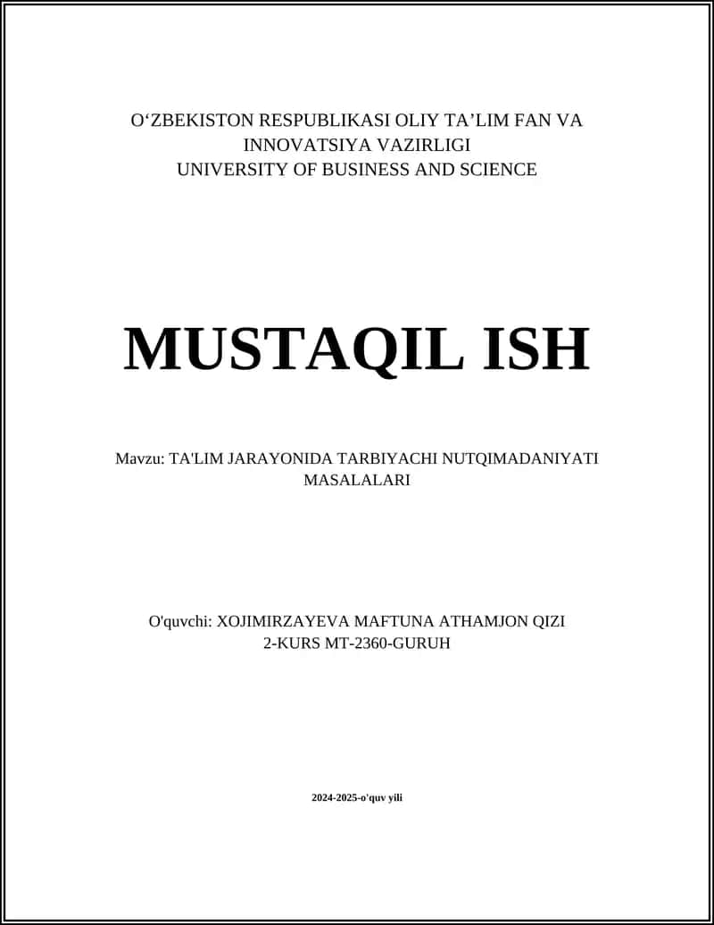 Tarbiyachining pedagogik nutqi 1