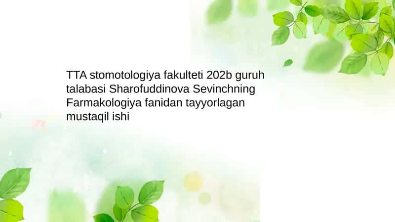 Tropikamid dori vositasining farmakologiyasi 1