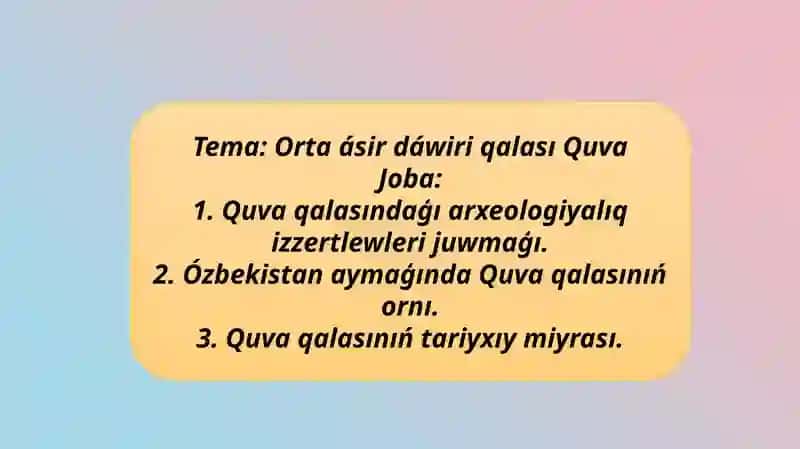 Orta ásir dáwiri qalası Quva