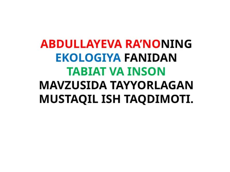 Inson va Tabiat 1