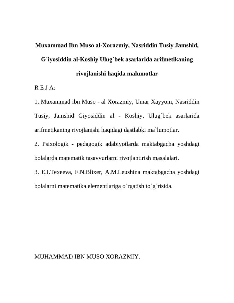 Muxammad Ibn Muso al-Xorazmiy 1