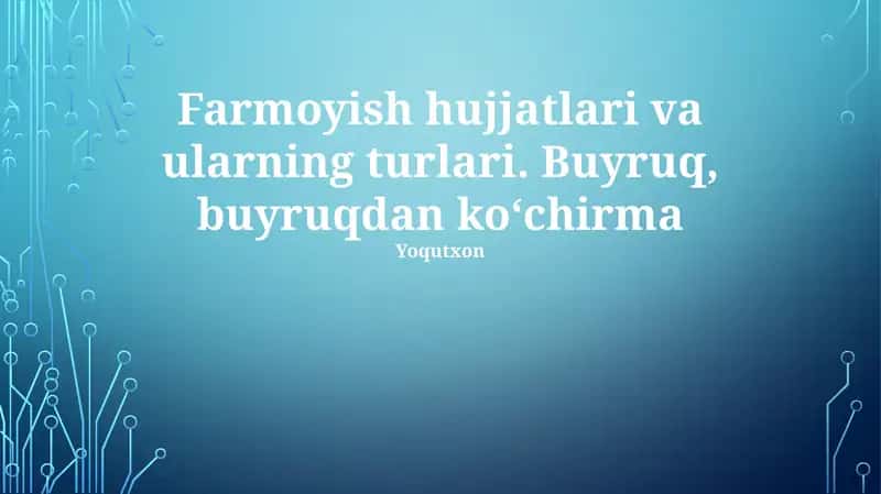 Ferma Hujjatlari 1