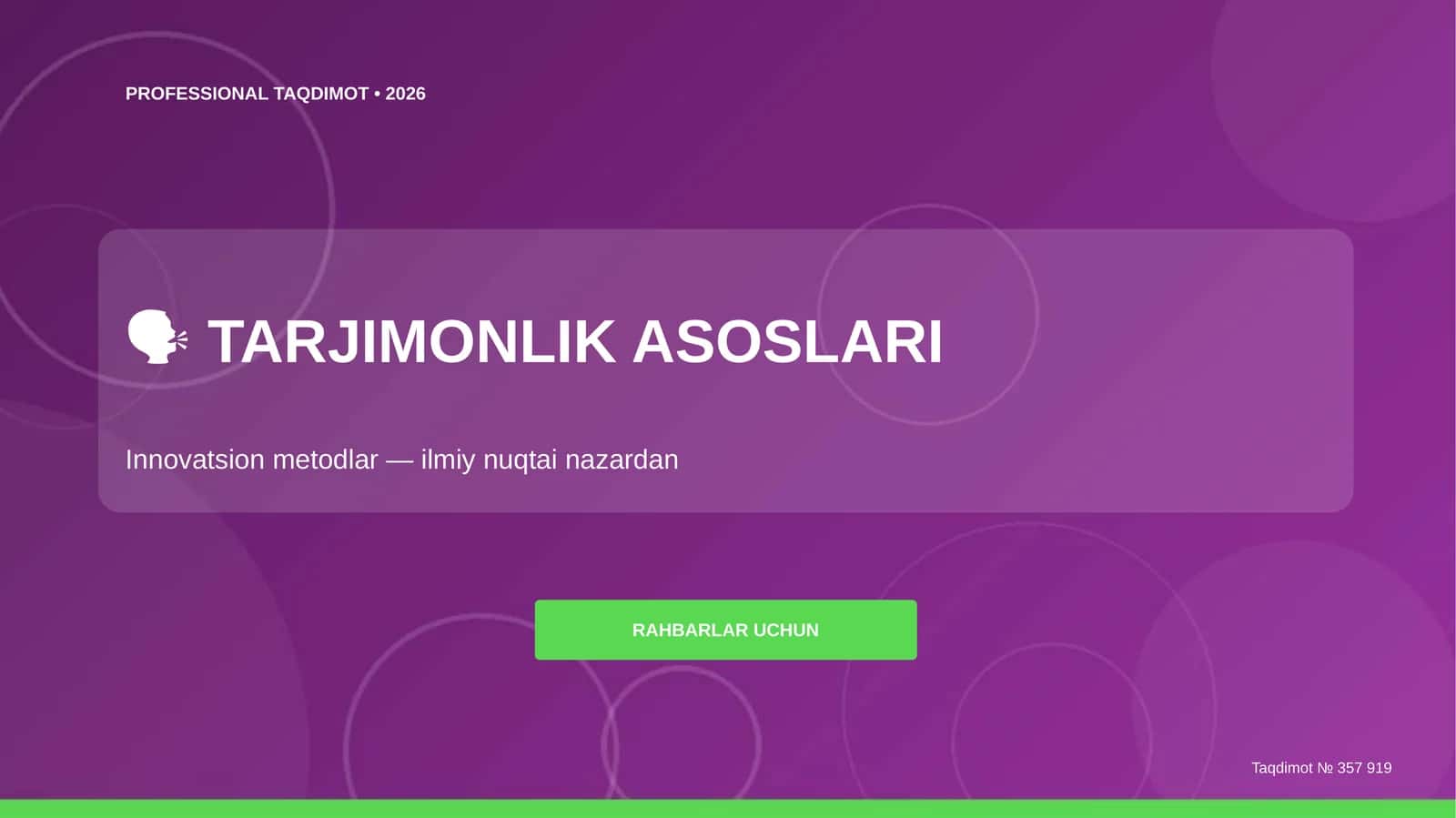 TARJIMONLIK ASOSLARI 1