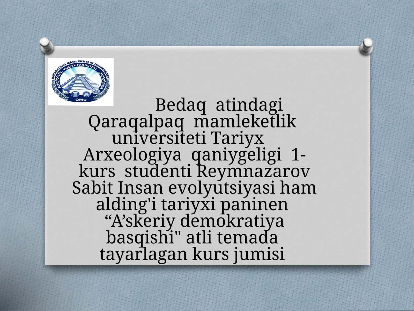 A’skeriy demokratiya basqishi kurs jumisi 1