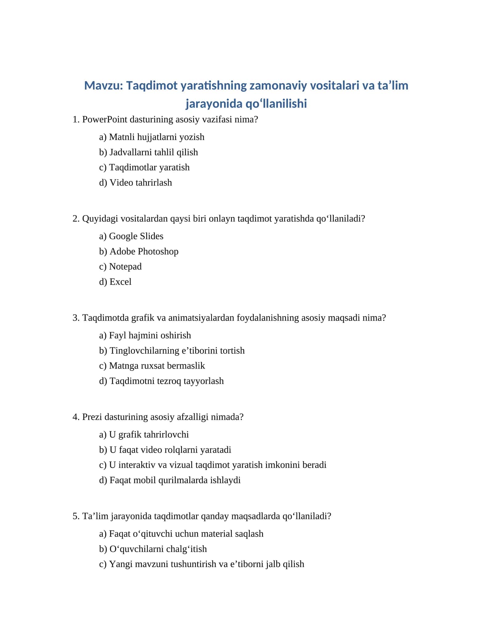 PowerPoint dasturi 1