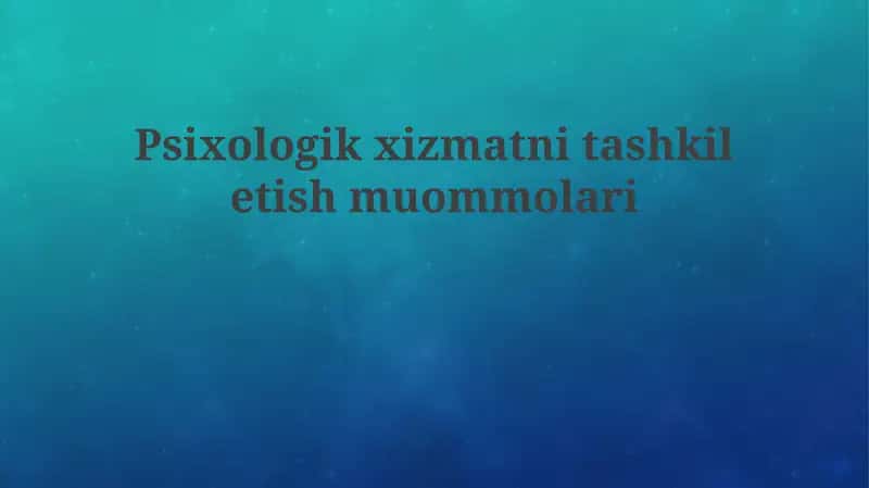 Psixologik xizmatlar tashkiloti 1