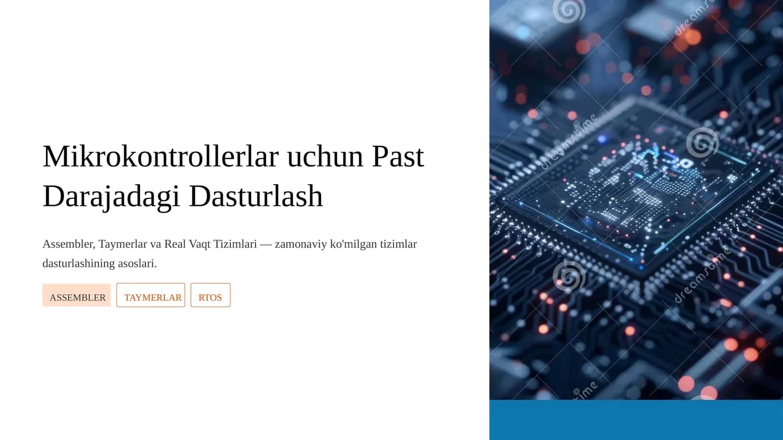 Mikrokontrollerlar uchun Past Darajadagi Dasturlash 1