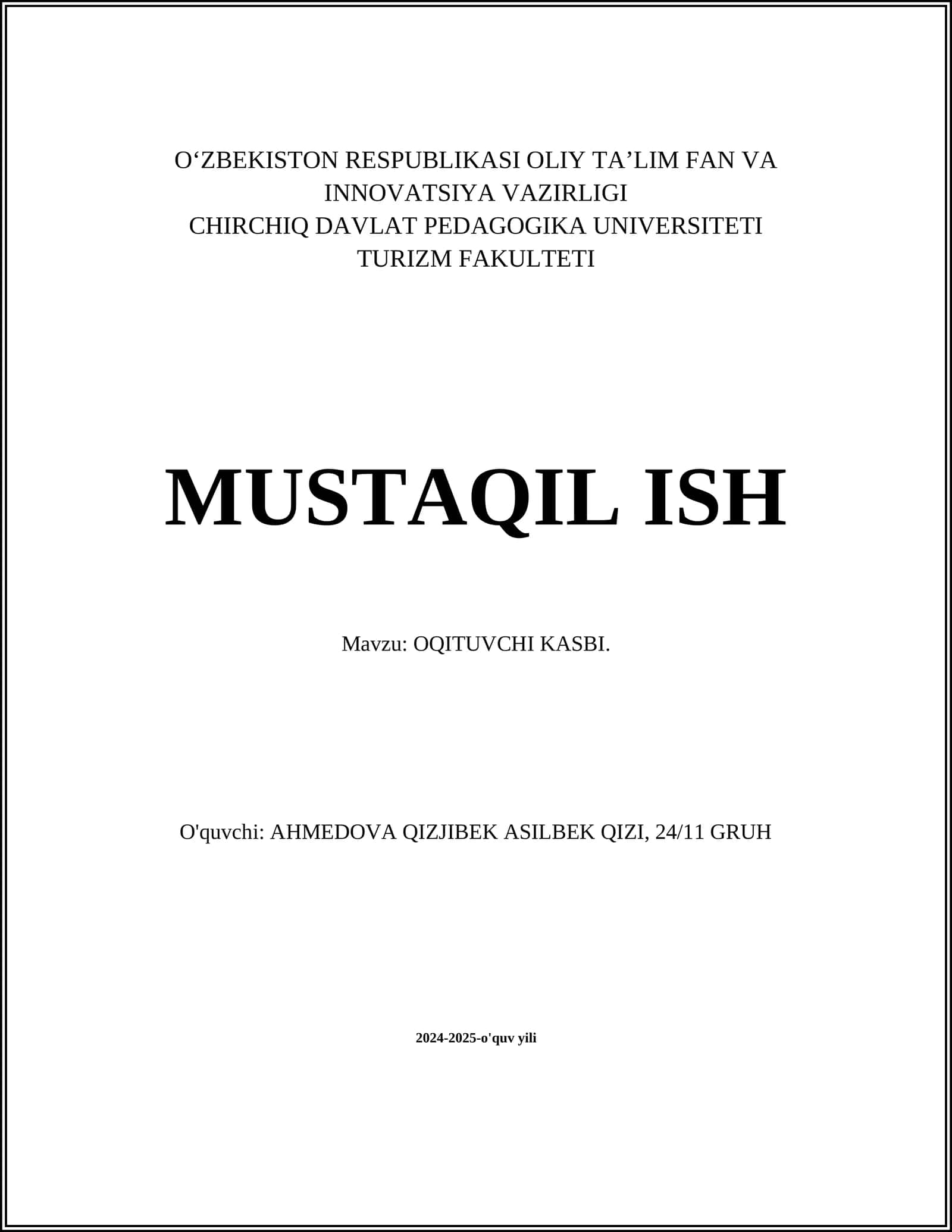 OQITUVCHI KASBI 1