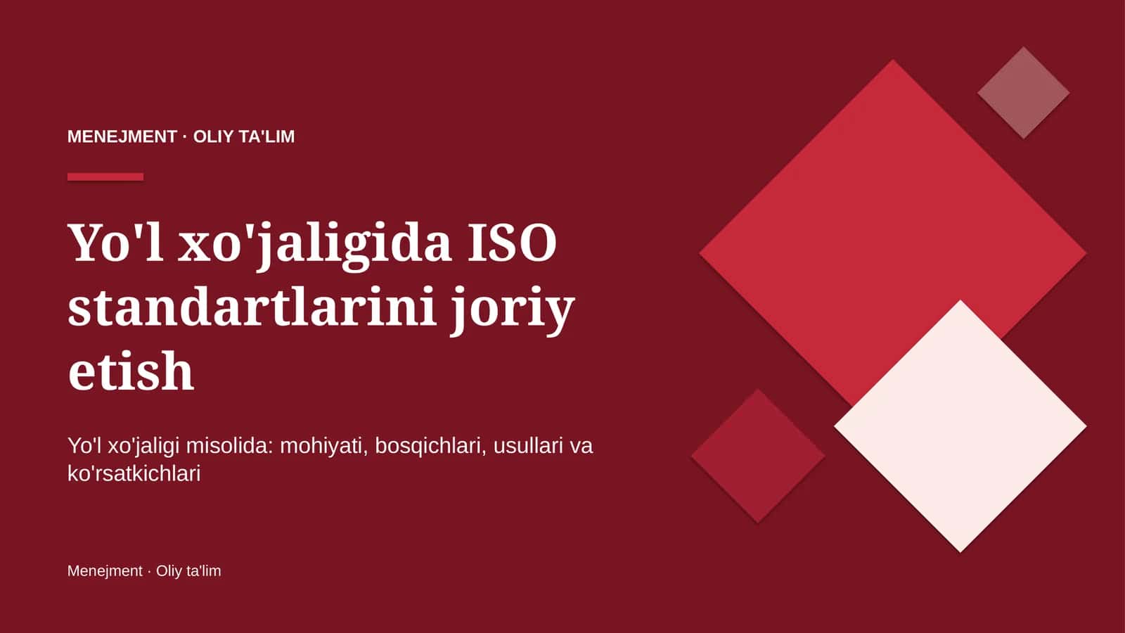 yo'l xo'jaligida iso standartlarini joriy etish 6951 1