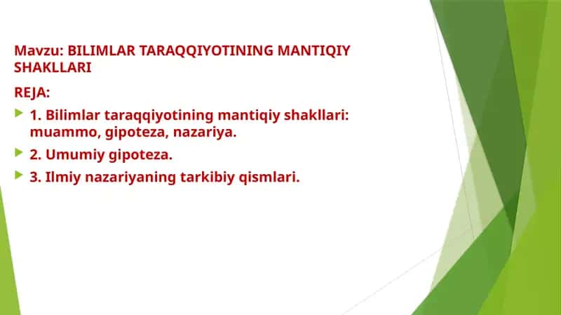 BILIMLAR TARAQQIYOTINING MANTIQIY SHAKLLARI 1