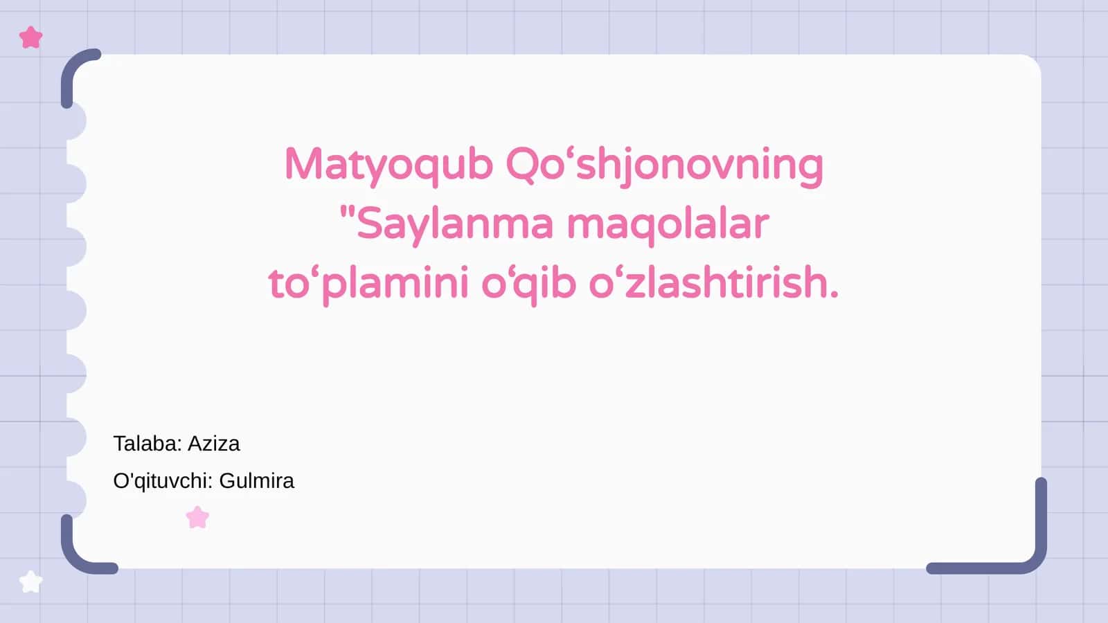 Saylanma maqolalar to‘plamini o‘qib o‘zlashtirish 1