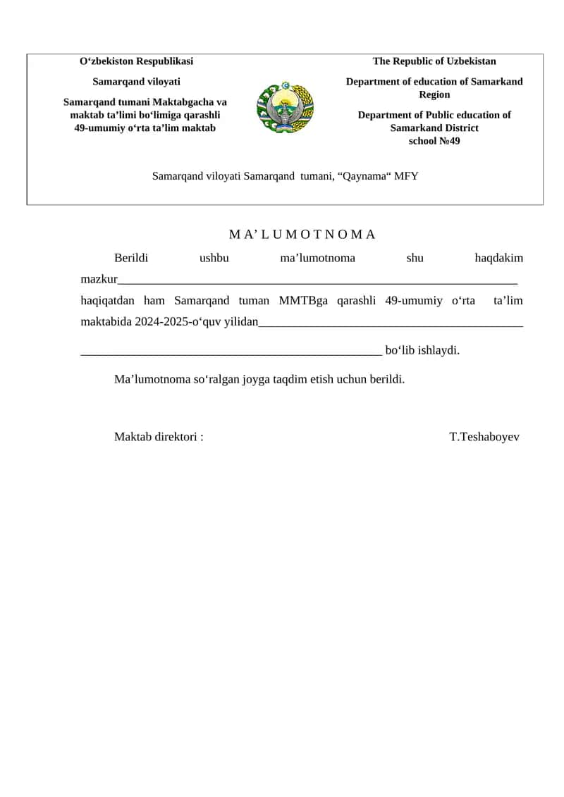 Ma'lumotnoma 1