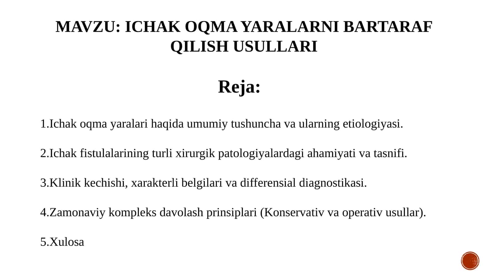 ICHAK OQMA YARALARNI BARTARAF QILISH USULLARI 1