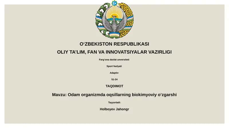 Oqsillarning biokimyoviy o'zgarishi 1