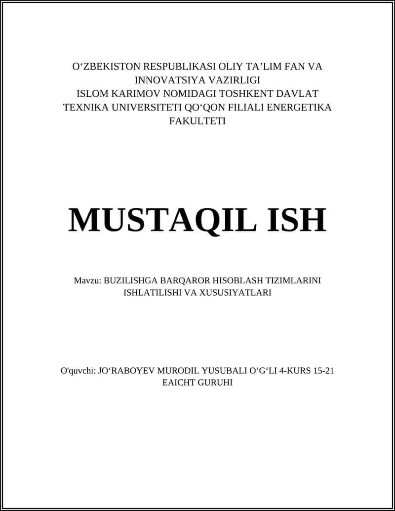 Barqaror hisoblash tizimlari 1